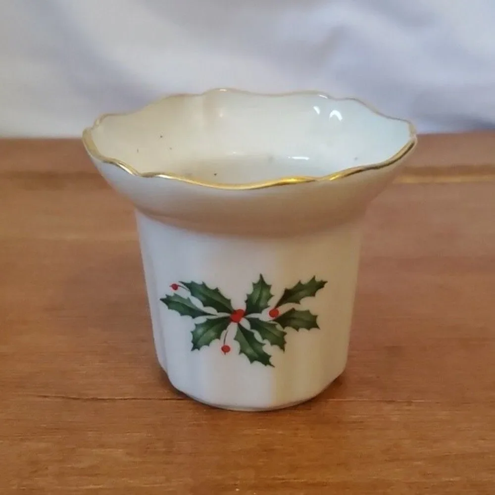 LENOX HOLIDAY VOTIVE Hand decorated 24K gold VTG 90s Box included